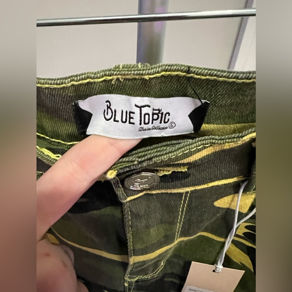 Blue Topic Yellow & Green Camo Denim Jacket & Matching Pants Size Small-… - Picture 5 of 13